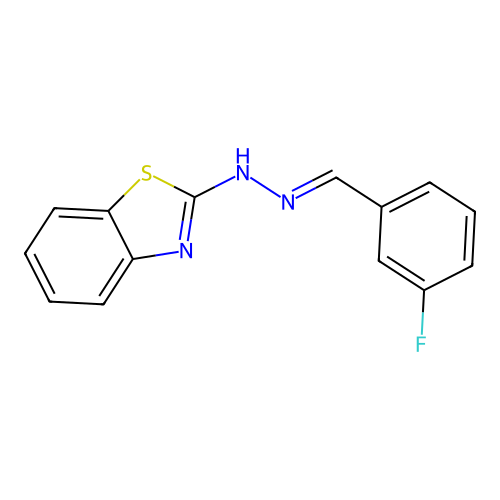 2-[(2E)-2-(3-fluorobenzylidene)hydrazinyl]-1,3-benzothiazole structure