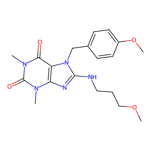 7-(4-methoxybenzyl)-8-((3-methoxypropyl)amino)-1,3-dimethyl-1H-purine-2,6(3H,7H)-dione structure