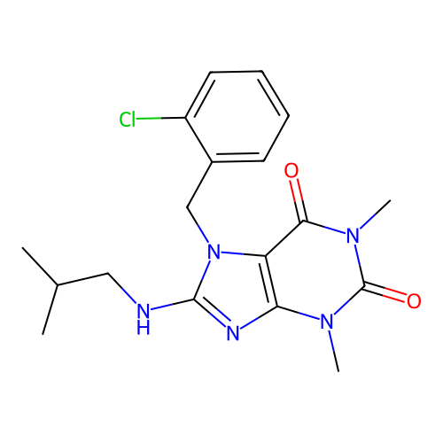 7-(2-chlorobenzyl)-1,3-dimethyl-8-[(2-methylpropyl)amino]-3,7-dihydro-1H-purine-2,6-dione structure