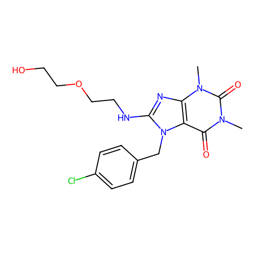 7-(4-chlorobenzyl)-8-{[2-(2-hydroxyethoxy)ethyl]amino}-1,3-dimethyl-3,7-dihydro-1H-purine-2,6-dione structure