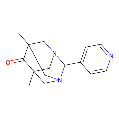 (1r,5R,7S)-5,7-dimethyl-2-(pyridin-4-yl)-1,3-diazaadamantan-6-one structure