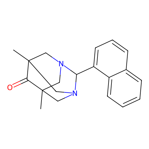 1,3-Diazatricyclo[3.3.1.1(3,7)]decan-6-one, 5,7-dimethyl-2-(1-naphthalenyl)- structure
