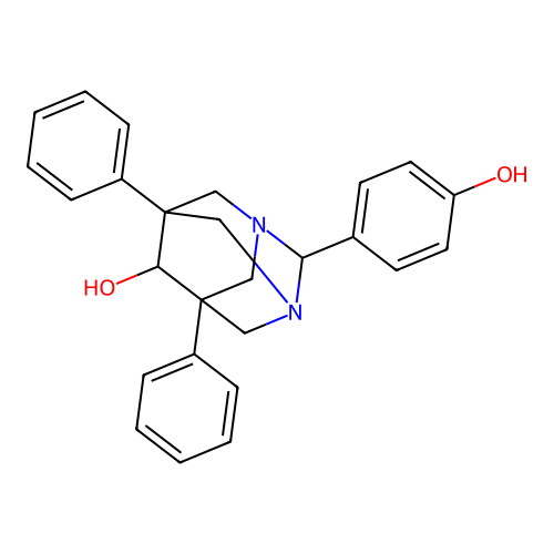 2-(4-Hydroxyphenyl)-5,7-diphenyl-1,3-diazatricyclo[3.3.1.1~3,7~]decan-6-ol structure