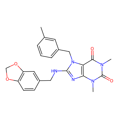 8-[(1,3-benzodioxol-5-ylmethyl)amino]-1,3-dimethyl-7-(3-methylbenzyl)-3,7-dihydro-1H-purine-2,6-dione structure
