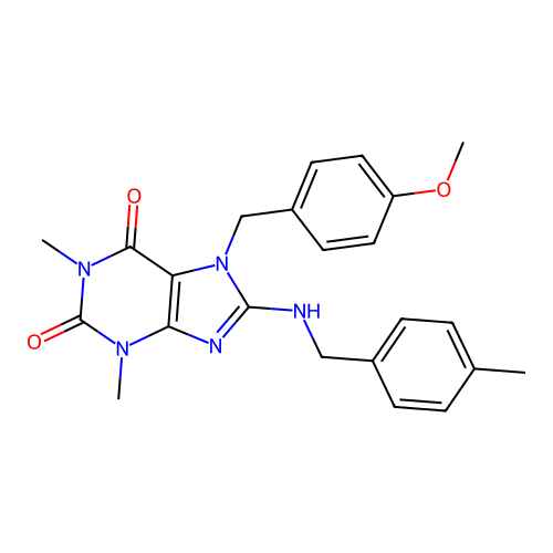 7-(4-methoxybenzyl)-1,3-dimethyl-8-((4-methylbenzyl)amino)-1H-purine-2,6(3H,7H)-dione structure