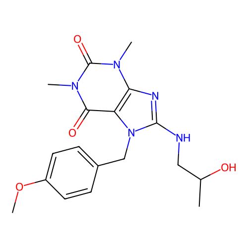 8-((2-hydroxypropyl)amino)-7-(4-methoxybenzyl)-1,3-dimethyl-1H-purine-2,6(3H,7H)-dione structure