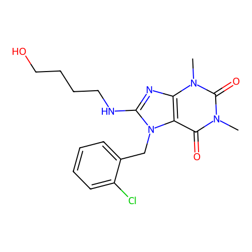 7-(2-chlorobenzyl)-8-[(4-hydroxybutyl)amino]-1,3-dimethyl-3,7-dihydro-1H-purine-2,6-dione structure