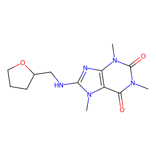 1,3,7-trimethyl-8-(oxolan-2-ylmethylamino)purine-2,6-dione structure