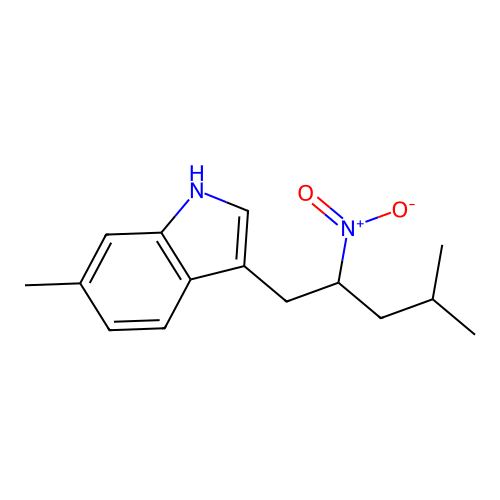 3-{2-nitro-4-methylpentyl}-6-methyl-1H-indole structure