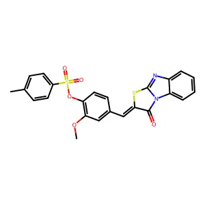 (E)-2-methoxy-4-((3-oxobenzo[4,5]imidazo[2,1-b]thiazol-2(3H)-ylidene)methyl)phenyl 4-methylbenzenesulfonate structure