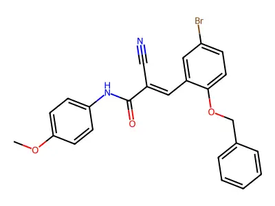 (E)-3-(5-bromo-2-phenylmethoxyphenyl)-2-cyano-N-(4-methoxyphenyl)prop-2-enamide structure