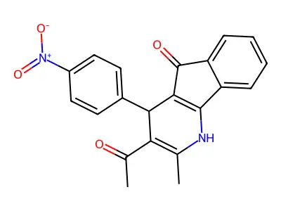 3-acetyl-4-{4-nitrophenyl}-2-methyl-1,4-dihydro-5H-indeno[1,2-b]pyridin-5-one structure
