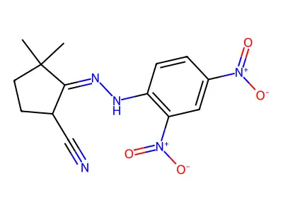 2-[(2,4-Dinitrophenyl)hydrazinylidene]-3,3-dimethylcyclopentane-1-carbonitrile structure