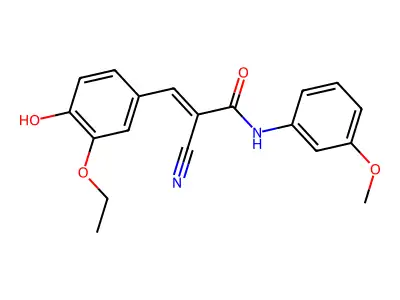 2-cyano-3-(3-ethoxy-4-hydroxyphenyl)-N-(3-methoxyphenyl)prop-2-enamide structure