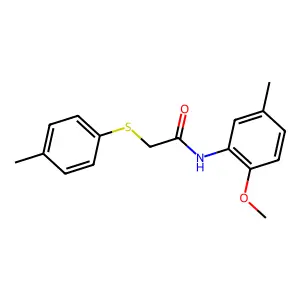 N-(2-methoxy-5-methylphenyl)-2-(4-methylphenyl)sulfanylacetamide structure
