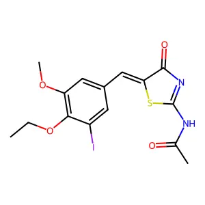 N-[(5Z)-5-[(4-ethoxy-3-iodo-5-methoxyphenyl)methylidene]-4-oxo-1,3-thiazol-2-yl]acetamide structure