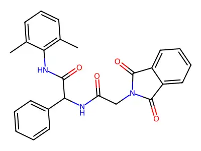 N-[2-[(2,6-Dimethylphenyl)amino]-2-oxo-1-phenylethyl]-1,3-dihydro-1,3-dioxo-2H-isoindole-2-acetamide structure