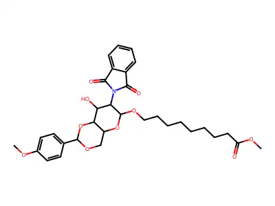8-Methoxycarbonyloctyl-2-deoxy-2-phthalimido-4,6-O-(methoxybenzylidene)-beta-D-glucopyranoside structure