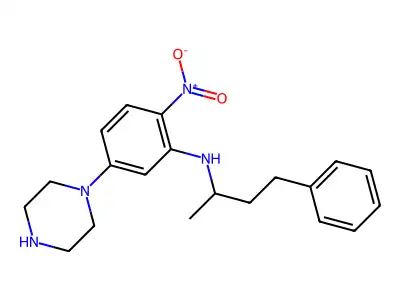 2-nitro-N-(4-phenylbutan-2-yl)-5-(piperazin-1-yl)aniline structure