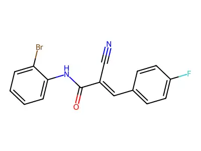 N-(2-bromophenyl)-2-cyano-3-(4-fluorophenyl)prop-2-enamide structure