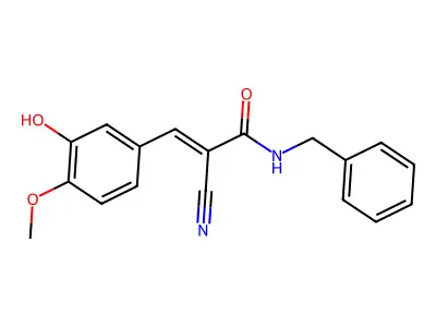 (E)-N-benzyl-2-cyano-3-(3-hydroxy-4-methoxyphenyl)prop-2-enamide structure