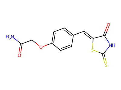 (E)-2-(4-((2-Mercapto-4-oxothiazol-5(4H)-ylidene)methyl)phenoxy)acetamide structure