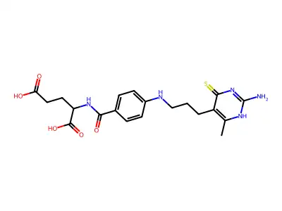 2-[[4-[3-(2-amino-6-methyl-4-sulfanylidene-1H-pyrimidin-5-yl)propylamino]benzoyl]amino]pentanedioic acid structure