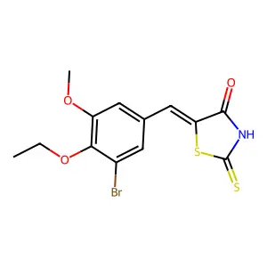 (5E)-5-(3-bromo-4-ethoxy-5-methoxybenzylidene)-2-sulfanyl-1,3-thiazol-4(5H)-one structure