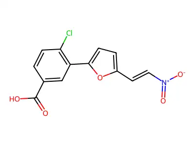 4-Chloro-3-[5-(2-nitroethenyl)furan-2-yl]benzoic acid structure
