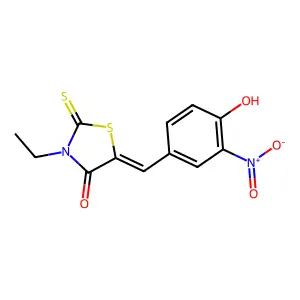 3-ethyl-5-[(4-hydroxy-3-nitrophenyl)methylidene]-2-sulfanylidene-1,3-thiazolidin-4-one structure