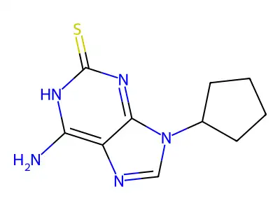 6-amino-9-cyclopentyl-1H-purine-2-thione structure