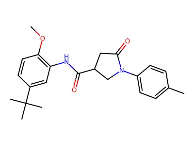 N-(5-tert-butyl-2-methoxyphenyl)-1-(4-methylphenyl)-5-oxopyrrolidine-3-carboxamide structure