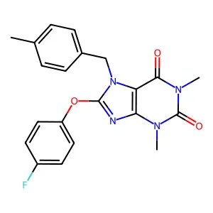 8-(4-Fluorophenoxy)-1,3-dimethyl-7-[(4-methylphenyl)methyl]purine-2,6-dione structure