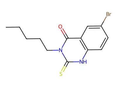 6-Bromo-3-pentyl-2-sulfanyl-3,4-dihydroquinazolin-4-one structure