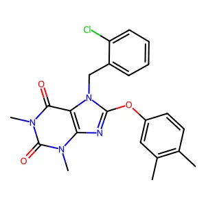 7-(2-chlorobenzyl)-8-(3,4-dimethylphenoxy)-1,3-dimethyl-3,7-dihydro-1H-purine-2,6-dione structure