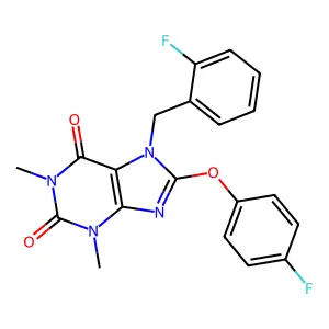 7-(2-Fluorobenzyl)-8-(4-fluorophenoxy)-1,3-dimethyl-1H-purine-2,6(3H,7H)-dione structure