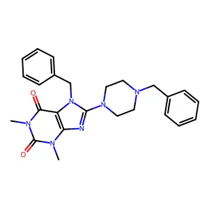 7-benzyl-8-(4-benzylpiperazin-1-yl)-1,3-dimethyl-1H-purine-2,6(3H,7H)-dione structure