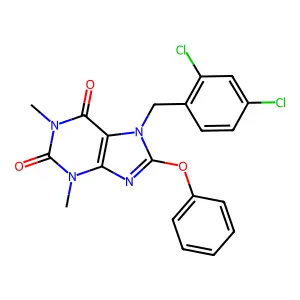 7-[(2,4-Dichlorophenyl)methyl]-1,3-dimethyl-8-phenoxypurine-2,6-dione structure