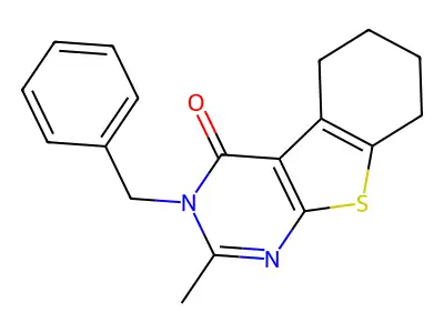 (1)Benzothieno(2,3-d)pyrimidin-4-one, 5,6,7,8-tetrahydro-3-benzyl-2-methyl- structure