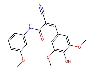 2-cyano-3-(4-hydroxy-3,5-dimethoxyphenyl)-N-(3-methoxyphenyl)prop-2-enamide structure