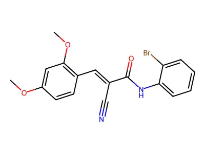 (E)-N-(2-bromophenyl)-2-cyano-3-(2,4-dimethoxyphenyl)prop-2-enamide structure