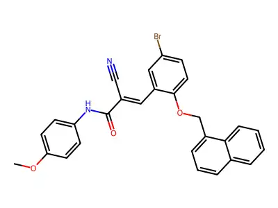 (E)-3-[5-bromo-2-(naphthalen-1-ylmethoxy)phenyl]-2-cyano-N-(4-methoxyphenyl)prop-2-enamide structure