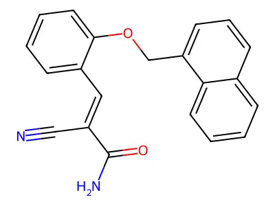 2-Cyano-3-{2-[(naphthalen-1-yl)methoxy]phenyl}prop-2-enamide structure