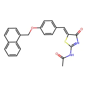 N-[(5Z)-5-[[4-(naphthalen-1-ylmethoxy)phenyl]methylidene]-4-oxo-1,3-thiazol-2-yl]acetamide structure