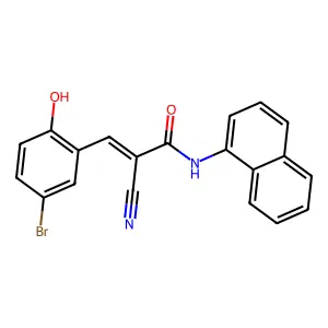 (E)-3-(5-bromo-2-hydroxyphenyl)-2-cyano-N-naphthalen-1-ylprop-2-enamide structure