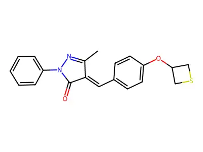 (4E)-5-methyl-2-phenyl-4-[[4-(thietan-3-yloxy)phenyl]methylidene]pyrazol-3-one structure