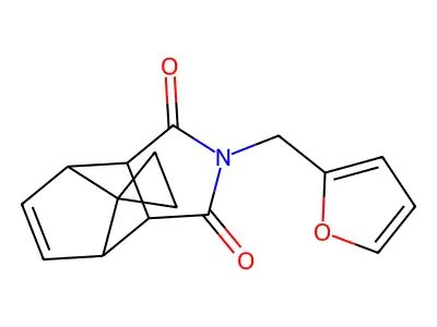 (3aR,4R,7S,7aS)-2-(furan-2-ylmethyl)-3a,4,7,7a-tetrahydro-1H-spiro[4,7-methanoisoindole-8,1'-cyclopropane]-1,3(2H)-dione structure