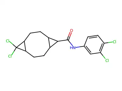 10,10-dichloro-N-(3,4-dichlorophenyl)tricyclo[7.1.0.0~4,6~]decane-5-carboxamide structure