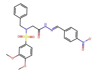 2-[benzyl-(3,4-dimethoxyphenyl)sulfonylamino]-N-[(E)-(4-nitrophenyl)methylideneamino]acetamide structure