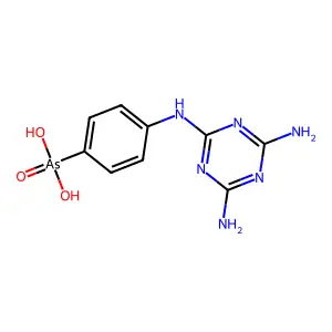 Disodium [4-[(4,6-diamino-1,3,5-triazin-2-YL)amino]phenyl]arsonate structure